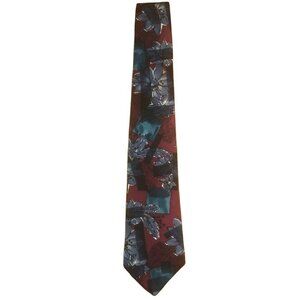 Vintage 90s Johnny‎ Carson Italian Silk Tie Abstract Floral USA Retro Bold Print